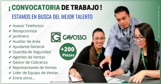 EMPLEOS EN GAYOSSO, CONVOCATORIA LABORAL EN GAYOSSO, BOLSA DE TRABAJO EN GAYOSSO