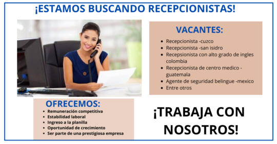 CONVOCATORIA DE RECEPCIONISTAS